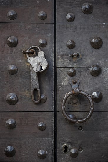 Castle gate with lock