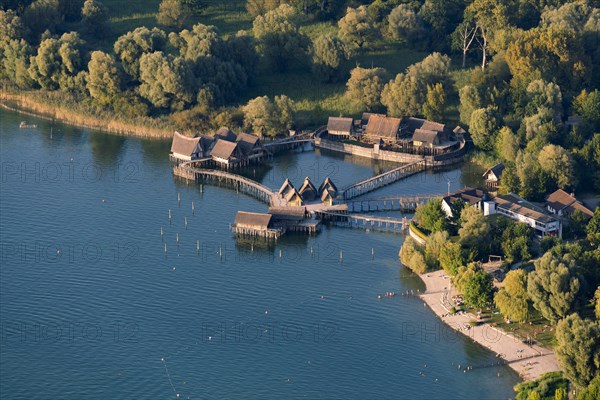 Aerial view of stilt houses