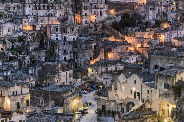 Old town district at dusk