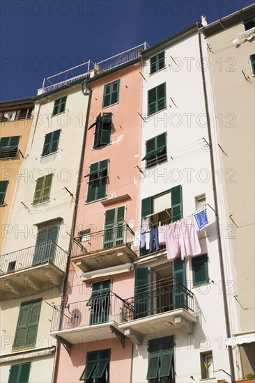 Building facades with clothes hung out to dry