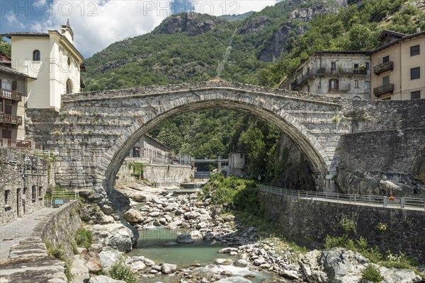 Roman Bridge Pont-Saint-Martin over the river Lys