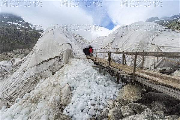 Entrance to the ice tunnel in the Rhone glacier