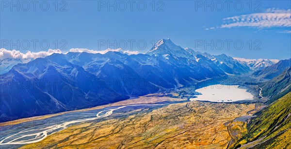 The Tasman Glacier and the peak of Mount Cook