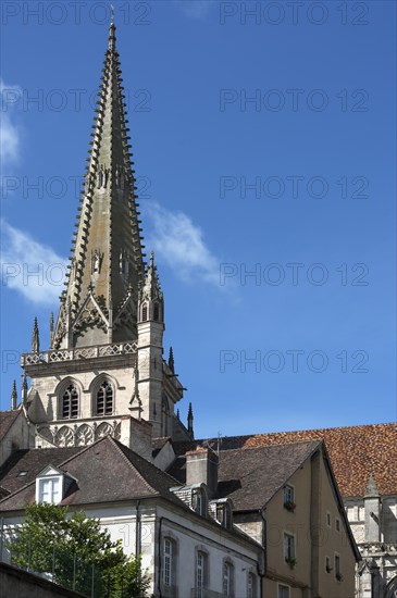 Neo-gothic tower of Romanesque Cathedral of Saint Lazarus