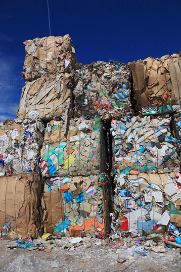 Old paper balls in a recycling plant