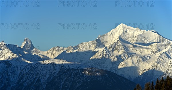 View from Bettmeralp to The Matterhorn and Weisshorn