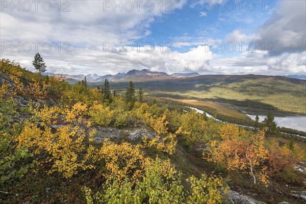 View to the mountains of Sarek National Park