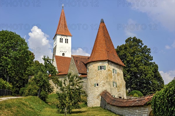 Medieval town wall with defensive defence tower