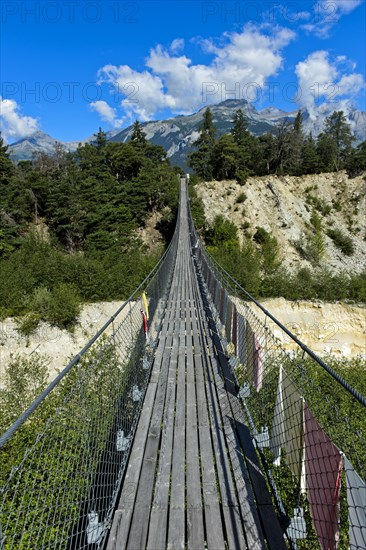 Traditional Bhutanese hanging walkway