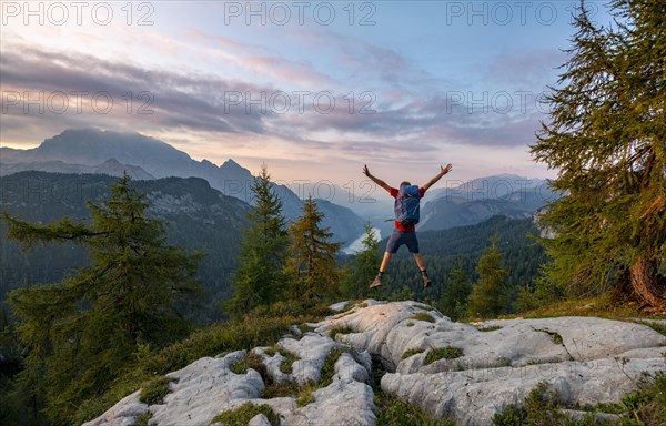 Hiker jumps