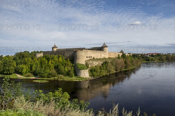View of border river Narva between Estonia and Russia