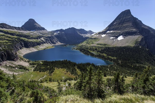 Hidden Lake with Reynolds Mountains and Bearhat Mountain