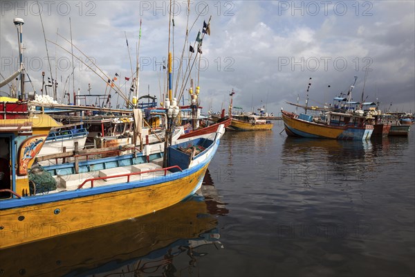 Colourful fishing boats in harbour