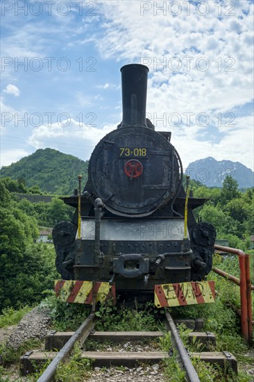 Locomotive as a monument commemorating the Neretva battle in 1943