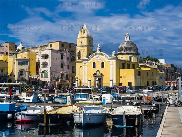 Marina the Procida with church Parrocchia Maria Ss. Della Pieta