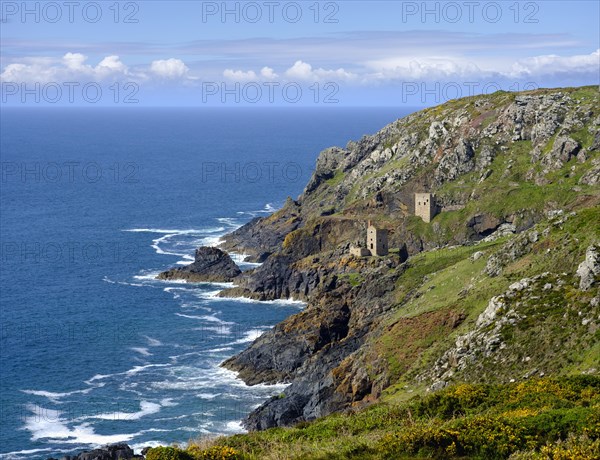 Rocky coast with ruins