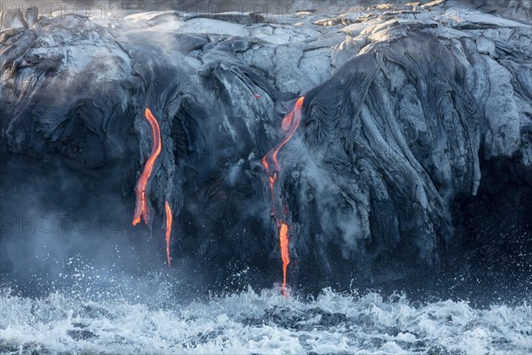 Lava entering ocean