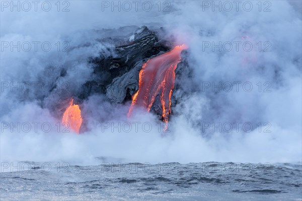 Lava entering ocean