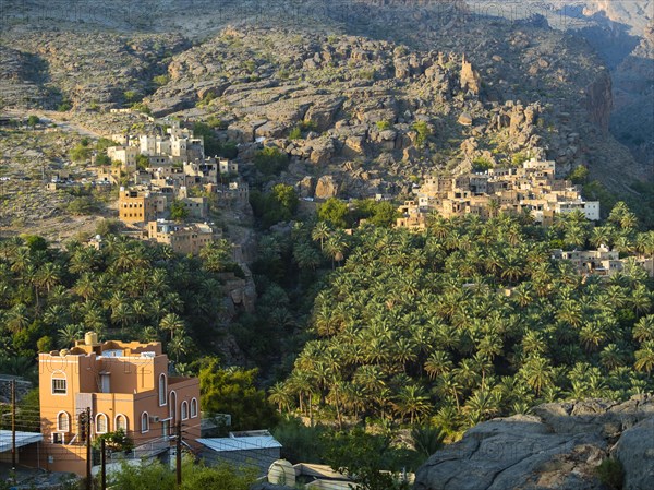 Oasis Al-Hamra with mountain village Misfah Wadi