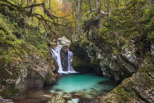 Waterfall at the autumnal Lepenjica