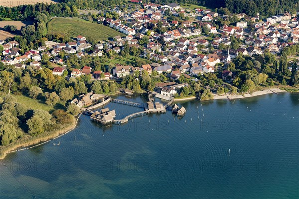 Aerial view of stilt houses