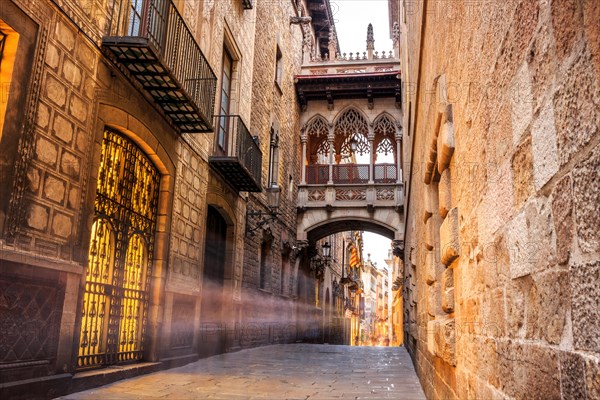 Bridge between buildings in Barri Gotic quarter