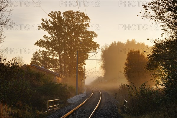 Railway tracks in the fog