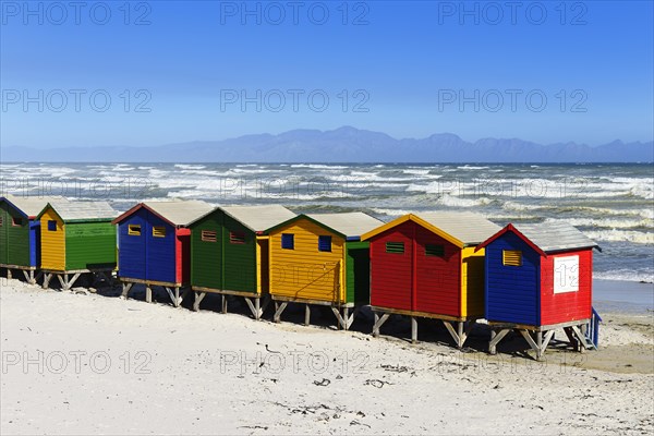 Colorful beach cottages on the sandy beach