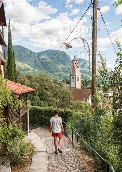 Woman on footpath