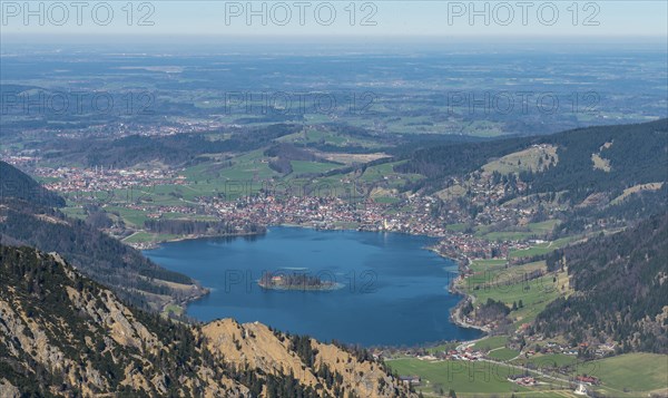 View of the Schliersee from the Brecherspitz in spring