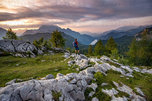 Hiker at the summit of Feldkogel