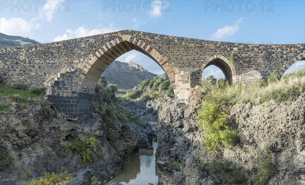 Medieval bridge over River Simeto