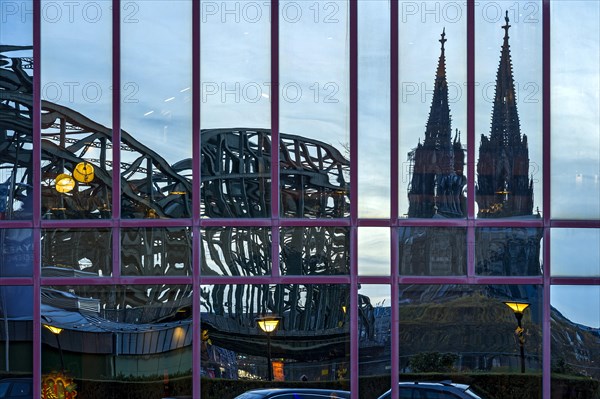 Reflection in glass facade of the Hyatt Regency Hotel