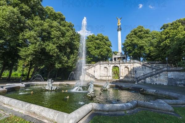 Maximilian Park with Angel of Peace and dolphin fountain