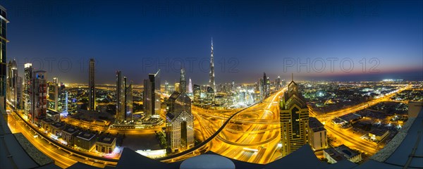 View of skyline from Shangri La Hotel at night