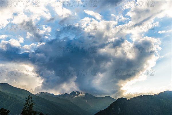 Dark clouds over Alpine panorama