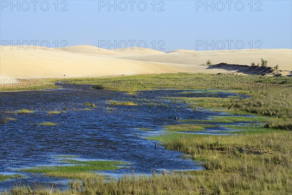 shifting sand dunes and groundwater lake