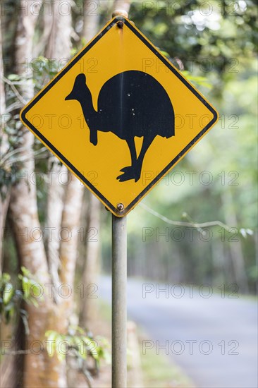 Warning sign on the side of the road