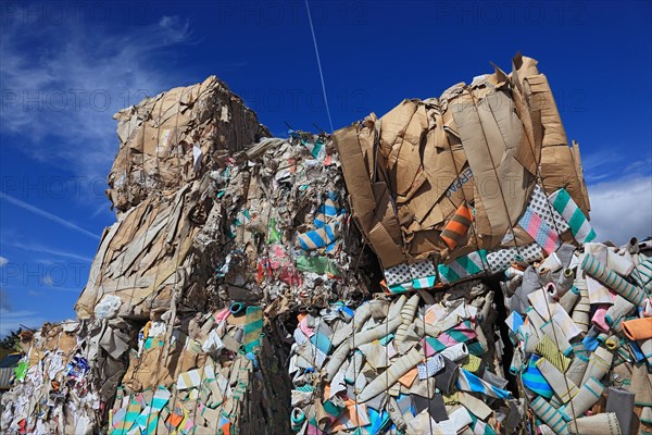 Old paper balls in a recycling plant
