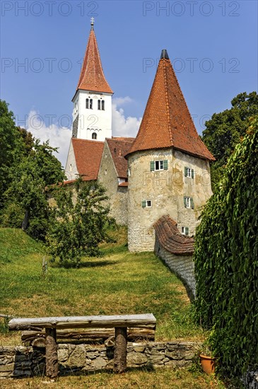 Medieval town wall with defensive defence tower
