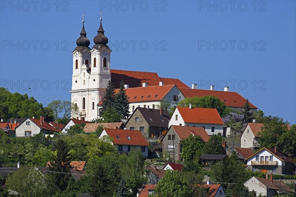 Tihany Abbey overlooks the town of Tihany on the Tihany Peninsula