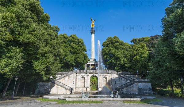 Maximilian Park with Angel of Peace and dolphin fountain