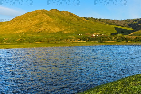 Hilly landscape on the Orchon river