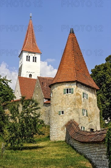 Medieval town wall with defensive defence tower