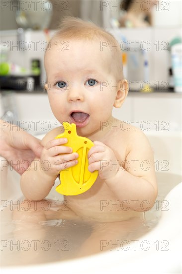 Bathing toddler