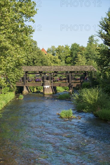 Historic wooden bridge over The Alb