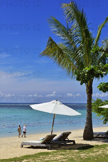 Tourists at Le Morne Beach