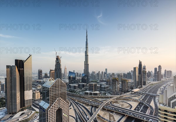 View of skyline from Shangri La Hotel with Sheikh Zayed Road