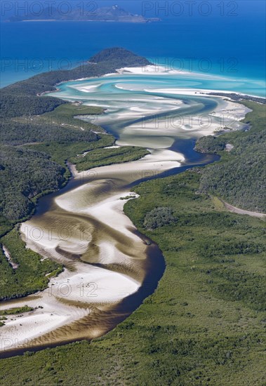 View downstream to Hill Inlet and Whitehaven Beach