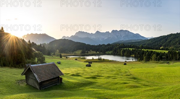 Meadow with small huts